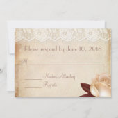 素朴なビンテージのローズとレースの結婚式の出欠確認 招待状 (裏面)