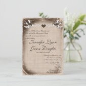 素朴なビンテージの愛の鳥の結婚式招待状 招待状 (スタンド正面)