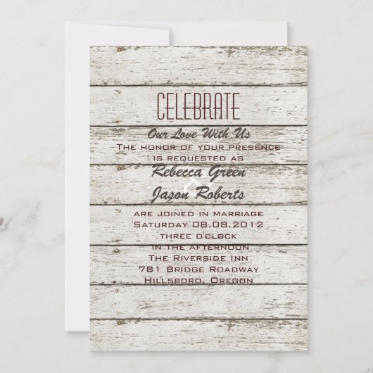 素朴なビンテージの納屋の木の結婚式の招待状 招待状 (正面)