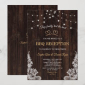 素朴なビンテージの縄 木製 私たちは結ばれた 招待状 (正面/裏面)