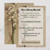 素朴なビンテージの罫線入り紙 リリー・オブ・ザ・バレー ウェディング 招待状 (正面/裏面)