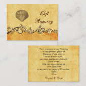 素朴なビンテージの貝殻ビーチ ギフト レジストリー エンクロージャーカード (正面/裏面)