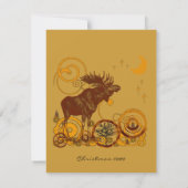 素朴なビンテージの鹿のクリスマス 招待状 (裏面)