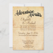 素朴なビンテージアドベンチャー トラベル ウェディング招待状 招待状 (正面)