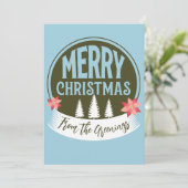 素朴なビンテージクリスマス 伝統的な家族 シーズンカード (スタンド正面)