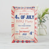 素朴なビンテージスタイルの7月4日パーティー招待状 招待状 (スタンド正面)
