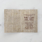 素朴なビンテージスタンプの麻の国ウェディング シーズンカード (内部)