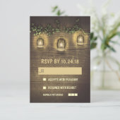 素朴なビンテージランタン 木製の結婚式の出欠確認カード 出欠カード (スタンド正面)