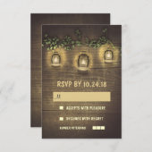 素朴なビンテージランタン 木製の結婚式の出欠確認カード 出欠カード (正面/裏面)