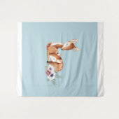 素朴なビンテージ鹿の森の花模様 タペストリー (正面(横))