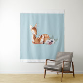 素朴なビンテージ鹿の森の花模様 タペストリー (インサイチュ)