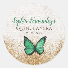 素朴なビンテージ エメラルドグリーン ゴールド バタフライ ラウンドシール