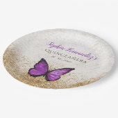 素朴なビンテージ ゴールド バタフライ ペーパープレート (アングル)