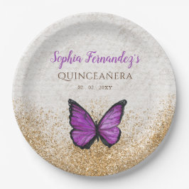 素朴なビンテージ ゴールド バタフライ ペーパープレート