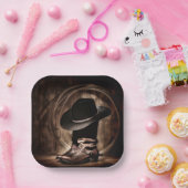 素朴なビンテージ ファーム カウボーイ ブーツ ウェスタン カントリー ペーパープレート (パーティー)