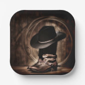 素朴なビンテージ ファーム カウボーイ ブーツ ウェスタン カントリー ペーパープレート (正面)