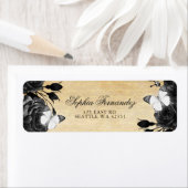 素朴なビンテージ ブラックローズ 花飾り 蝶 ラベル (インサイチュ)