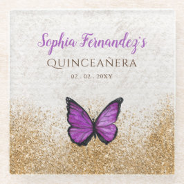 素朴なビンテージ 紫金 バタフライ ガラスコースター