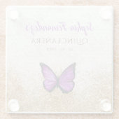 素朴なビンテージ 紫金 バタフライ ガラスコースター (裏面)