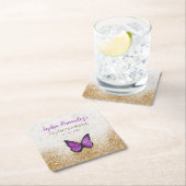 素朴なビンテージ 紫金 バタフライ スクエアペーパーコースター (インサイチュ)