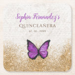 素朴なビンテージ 紫金 バタフライ スクエアペーパーコースター<br><div class="desc">エレガントな素朴なビンテージ 紫金 バタフライ コースター</div>