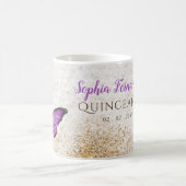 素朴なビンテージ 紫 ゴールドの蝶 コーヒーマグカップ (中央)