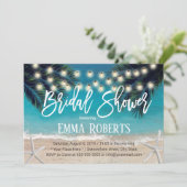 素朴なビーチのヒトデのストリングライト ブライダルシャワー 招待状 (スタンド正面)