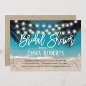 素朴なビーチのヒトデのストリングライト ブライダルシャワー 招待状 (正面/裏面)