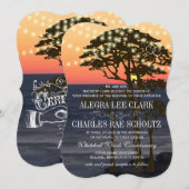 素朴なビーチサンセットの結婚式招待状 招待状 (正面/裏面)