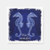 素朴なビーチ沿岸の青い結婚海馬 スタンダードカクテルナプキン (正面)