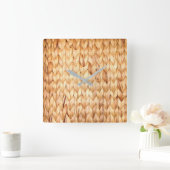 素朴なビーチ熱帯島の編み綿 スクエア壁時計 (ホーム)