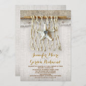 素朴なビーチ結婚式の招待 招待状 (正面/裏面)