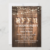 素朴なビールおよびおむつのパーティの招待状 招待状 (正面)