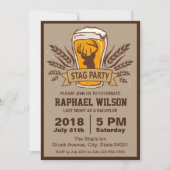 素朴なビール樽の stag / 結婚前のお別れパーティーカード 招待状 (正面)