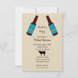 素朴なビール瓶の独身パーティー招待状 案内状