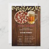 素朴なピザ&ビール ベイビーシャワー 招待状 (正面)