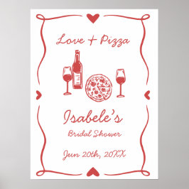 素朴なピザ＆ワインブライダルシャワー ポスター