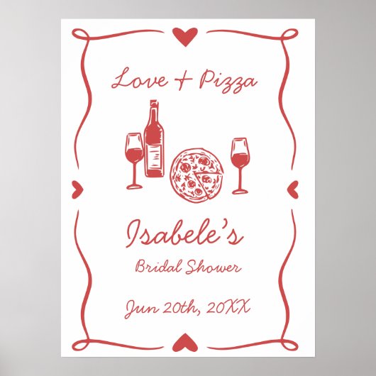 素朴なピザ＆ワインブライダルシャワー ポスター (正面)