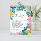 素朴なピンクと緑の夏の花のベイビーシャワー サンキューカード (スタンド正面)