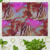 素朴なピンクと錆びた抽象芸術モザイクスケッチ キッチンタオル (折り畳み)