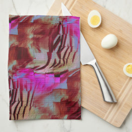 素朴なピンクと錆びた抽象芸術モザイクスケッチ キッチンタオル