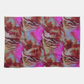 素朴なピンクと錆びた抽象芸術モザイクスケッチ キッチンタオル (横)