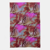 素朴なピンクと錆びた抽象芸術モザイクスケッチ キッチンタオル (縦)