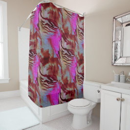 素朴なピンクと錆びた抽象芸術モザイクスケッチ シャワーカーテン