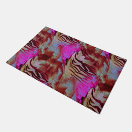 素朴なピンクと錆びた抽象芸術モザイクスケッチ ドアマット