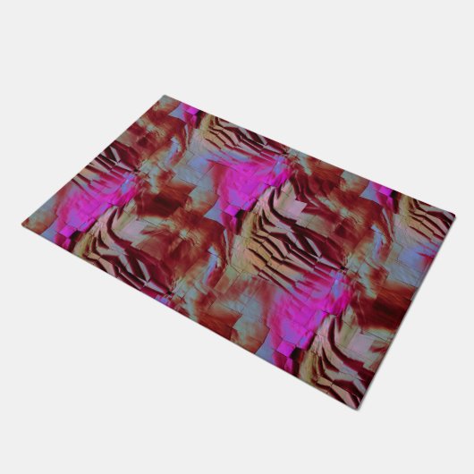 素朴なピンクと錆びた抽象芸術モザイクスケッチ ドアマット (アングル)