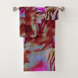 素朴なピンクと錆びた抽象芸術モザイクスケッチ バスタオルセット