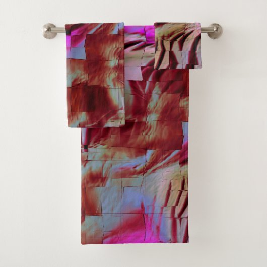 素朴なピンクと錆びた抽象芸術モザイクスケッチ バスタオルセット (インサイチュ)