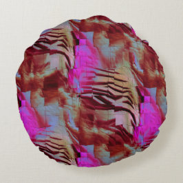 素朴なピンクと錆びた抽象芸術モザイクスケッチ ラウンドクッション