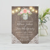 素朴なピンクによってはメーソンジャーのレースの結婚式が開花します 招待状 (スタンド正面)